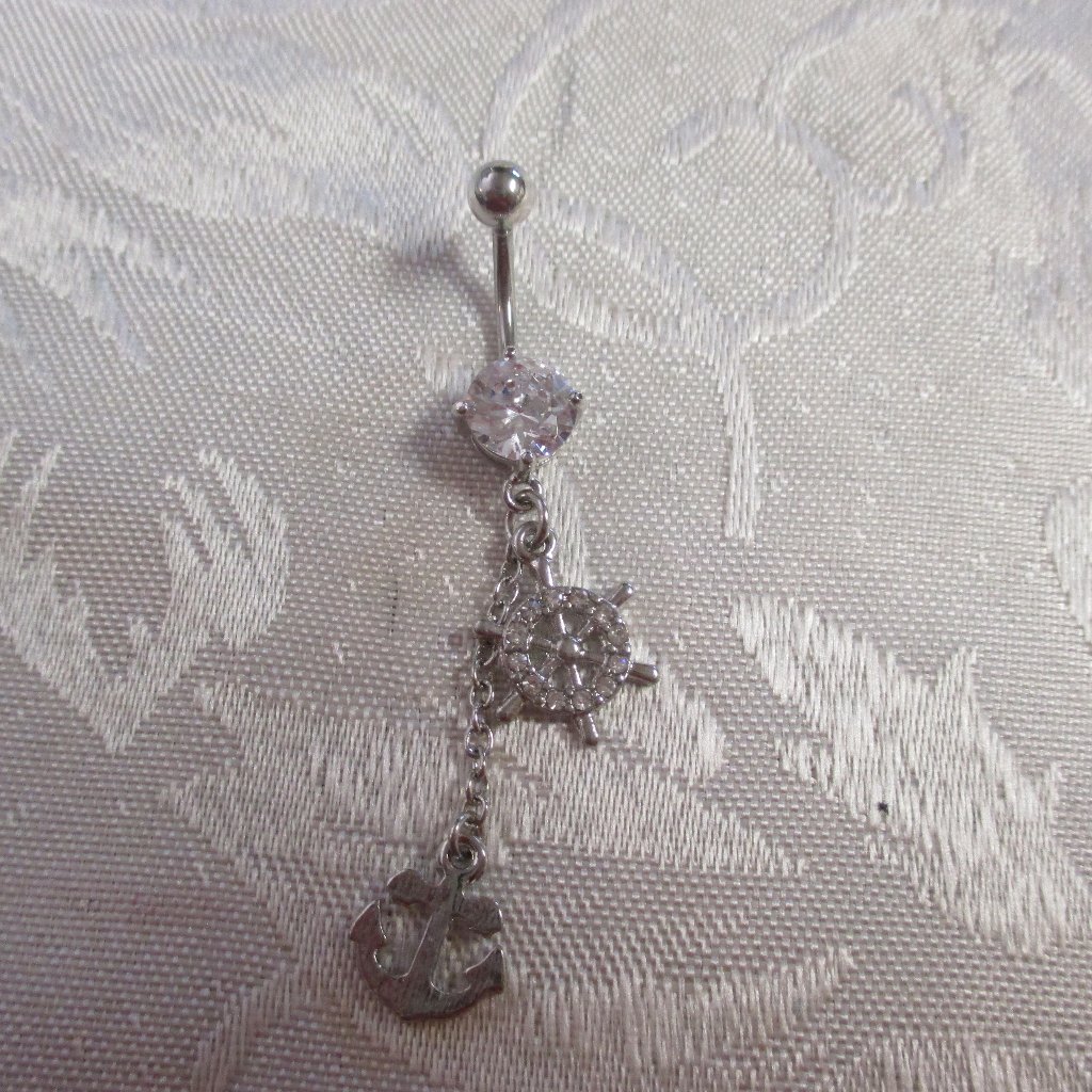 Dangle Crystal Anchor Belly Ring
